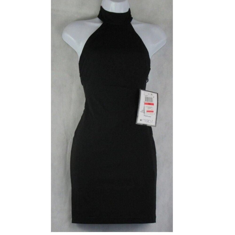 B. Darlin Juniors Halter Open Back Bodycon Mini Dress, Black, XS